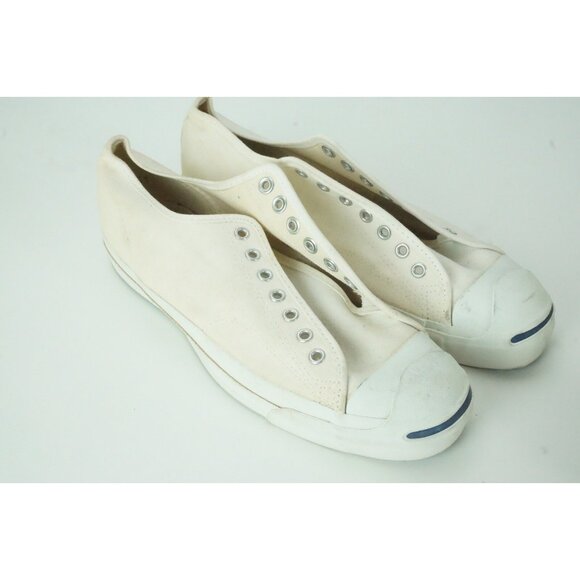 Converse Jack Purcell VINTAGE Made in USA White Canvas Sneakers Sz 11
